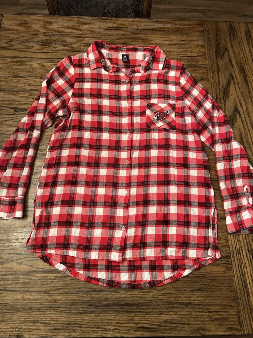 Women’s Size Large NFL Team Apparel ARIZONA CARDINAL Flannel Long Sleeve Shirt